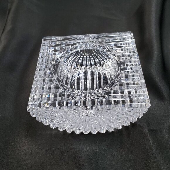 Vintage "Vide Poche" French Cut Crystal Trinket Dish Candle Holder Tea Light 4" - Picture 3 of 14